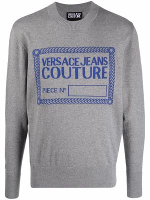 Versace Jeans Couture logo intarsia rib-trimmed jumper - Grey