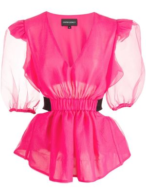 Cynthia Rowley organza cut-out blouse - Pink
