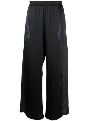 Marine Serre wide leg silk trousers - Black