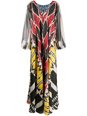 Afroditi Hera draped multi-pattern maxi dress - Neutrals