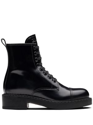 Prada block heel combat boots - Black