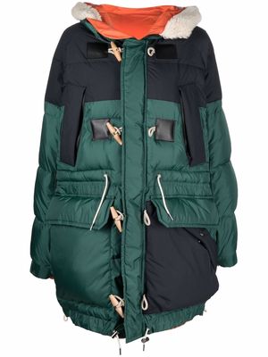 sacai reversible padded oversized coat - Green