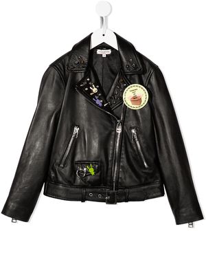 Natasha Zinko Kids stud-embellished biker jacket - Black
