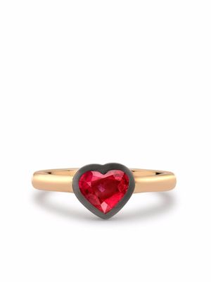 Pragnell 18kt rose gold and black silver Legacy heart ruby ring - Pink