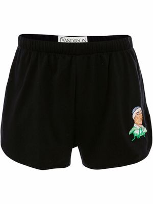 JW Anderson embroidered cotton running shorts - Black