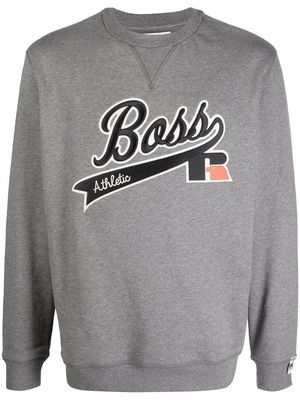 BOSS logo-embroidered long-sleeve sweatshirt - Grey