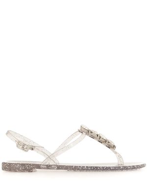 Casadei crystal strap jelly sandals - Silver