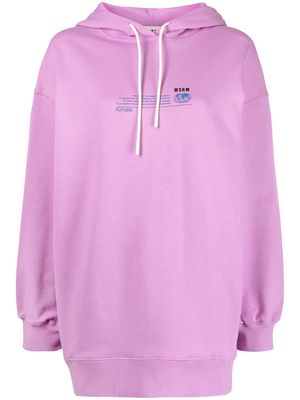 MSGM graphic-print drawstring hoodie - Purple