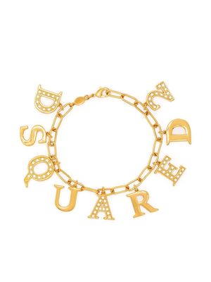 Dsquared2 crystal-embellished logo charm bracelet - Gold