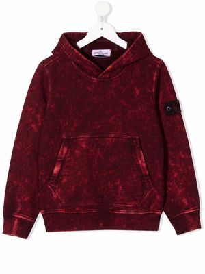 Stone Island Junior distressed-effect cotton hoodie - Red
