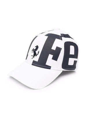 Ferrari Kids logo-print cotton twill cap - White