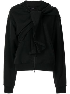 Goen.J knot detail zip-up hoodie - Black