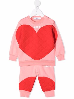 MSGM Kids heart-patch logo-print tracksuit - Pink