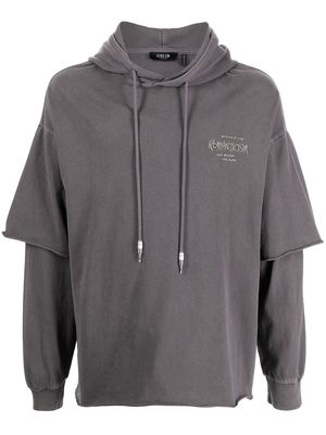 FIVE CM logo-print layered hoodie - Grey