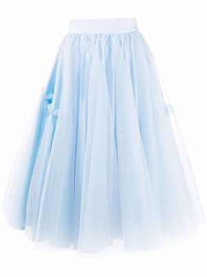 Alexander McQueen tulle pleated A-line skirt - Blue