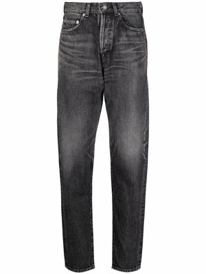 Saint Laurent high-rise whiskered tapered jeans - Black
