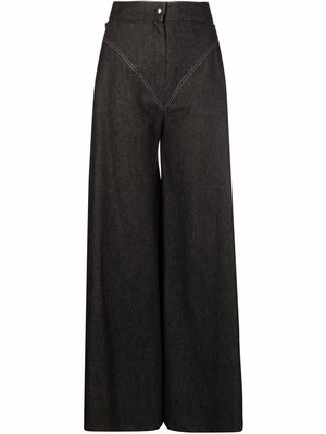 CONCEPTO wide-leg V-panel trousers - Black