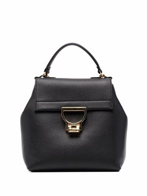Coccinelle grained leather backpack - Black