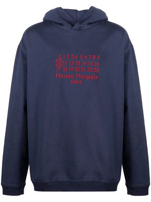 Maison Margiela embroidered-logo long-sleeve hoodie - Blue