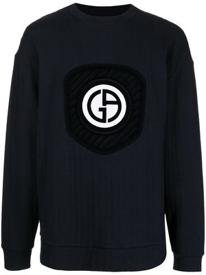 Giorgio Armani logo patch cashmere jumper - Blue