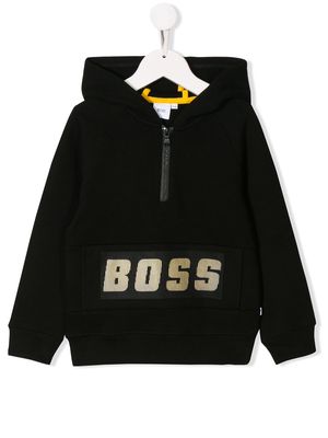 BOSS Kidswear logo print hoodie - Black