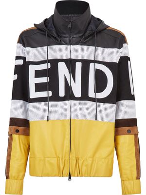 Fendi panelled logo jacket - Black