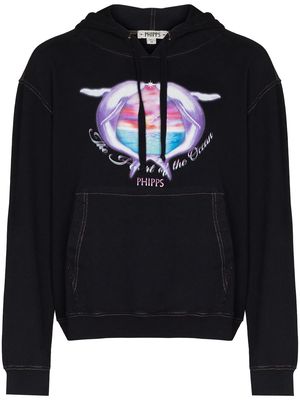 Phipps Whale print hooded sweatshirt - Black
