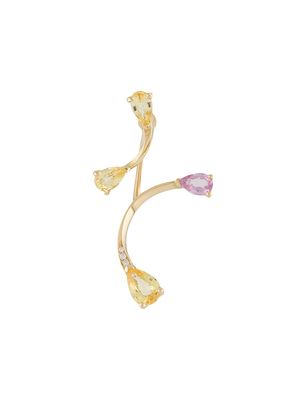 LE STER 18kt yellow gold diamond sapphire Rose More and Lemon Flare right ear studs