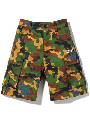 Off-White Kids camouflage-print shorts - Green