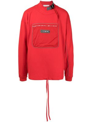 Iceberg logo-patch cotton sweatshirt - Red