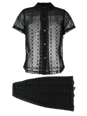 Comme Des Garçons Pre-Owned 1998's English embroidery skirt suit - Black
