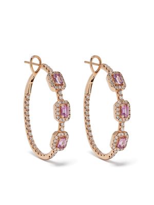 Stefere 18kt rose gold diamond sapphire hoop earrings - Pink