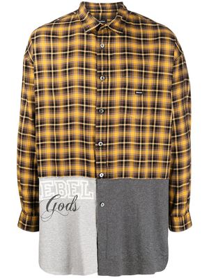 Undercoverism patchwork plaid long-sleeve shirt - Yellow