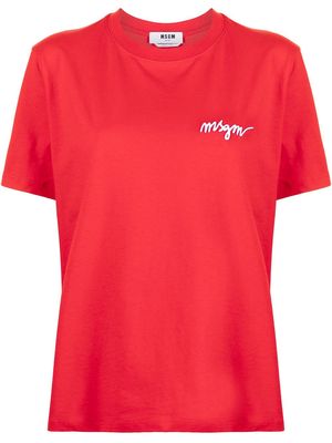 MSGM chest-logo crew neck T-shirt - 18 RED
