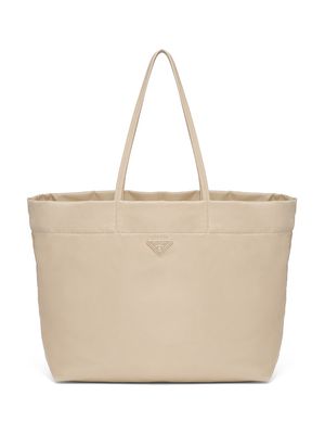 Prada Re-Nylon logo-plaque tote bag - Neutrals