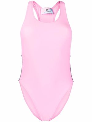 Chiara Ferragni side logo-print swimsuit - Pink