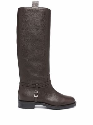 Sergio Rossi knee-length grained leather boots - Brown