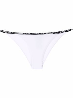 Karl Lagerfeld logo waist triangle bikini bottoms - White