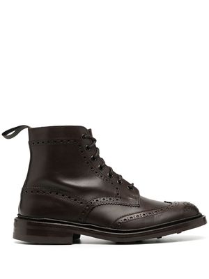Tricker's burnished brogue-detail boots - Brown