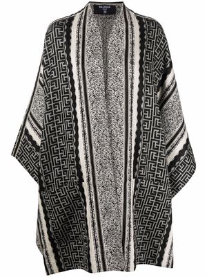 Balmain jacquard-pattern knitted coat - Neutrals