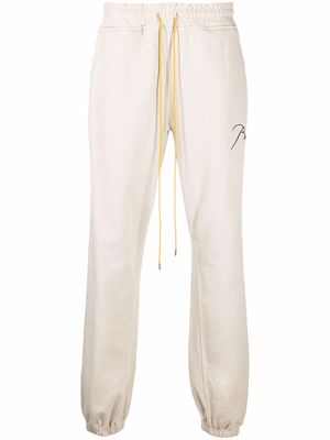 Rhude embroidered-logo lounge trousers - Neutrals