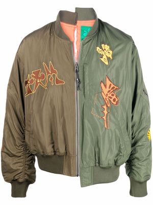 Perks And Mini two-tone embroidered bomber jacket - Green