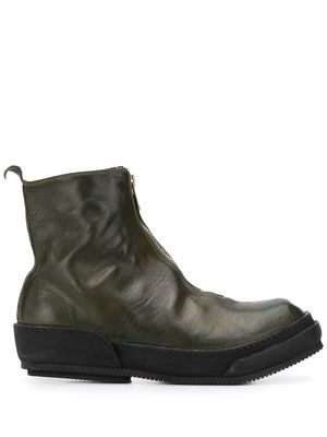 Guidi cracked-effect ankle boots - Green
