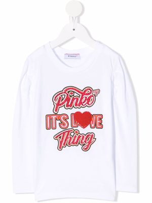 Pinko Kids studded-logo longsleeved top - 2 RED PINKO
