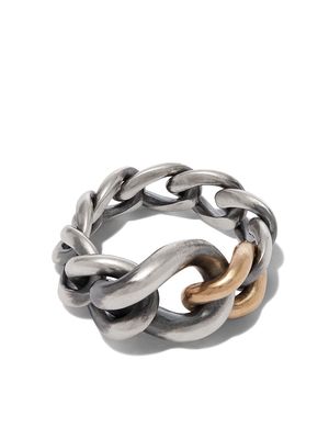 hum chain-link ring - SILVER YELLOW GOLD