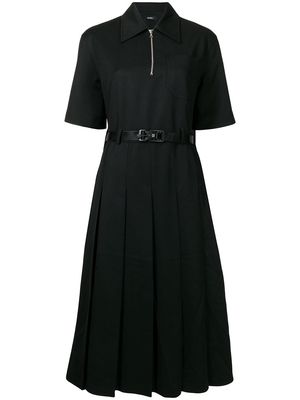 Goen.J half-zip belted dress - Black