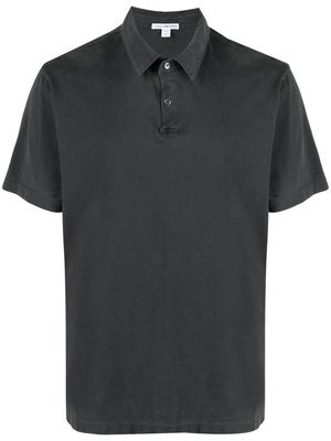 James Perse sueded-jersey polo shirt - Grey