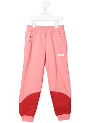 MSGM Kids quilted panel track pants - Pink