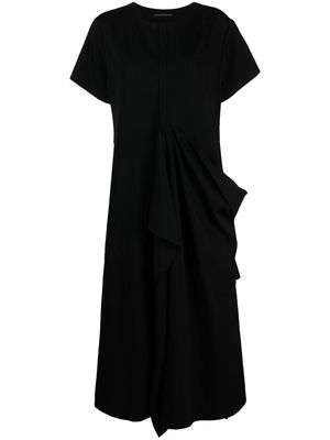 Yohji Yamamoto draped panel T-shirt dress - Black