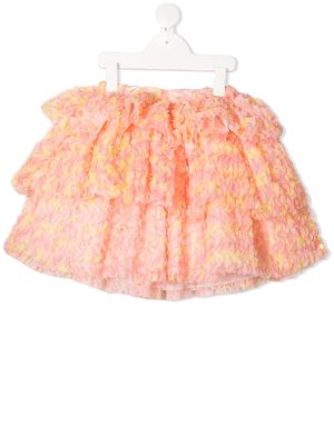 Charabia ruffled scalloped skirt - Orange